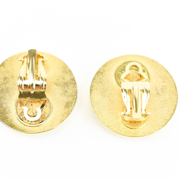 HERMES: Gold Metal "Hermes Paris" Logo Earrings MM - Picture 6 of 8